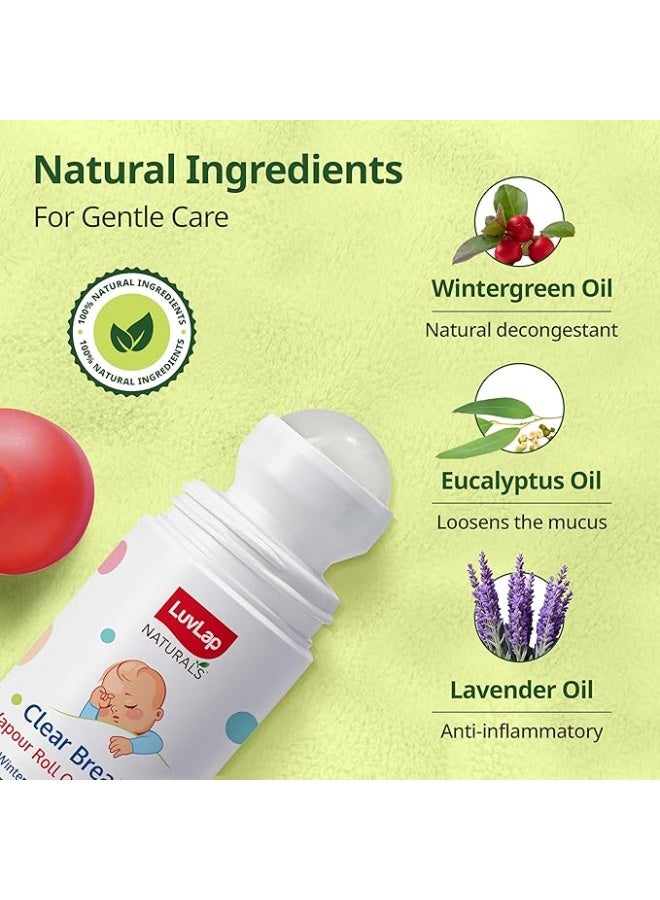 LuvLap Naturals Clear Breathe Vapour Roll On for Cough, Cold, Nose Block & Chest Congestion, with Eucalyptus Oil, No Camphor & Mineral Oil, 40ml, Dermatologically Tested - Image 4